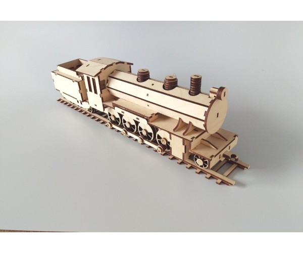 Wooden train 2-8-0 class Steam Engine & Tender laser cut wood craft kit DIY 