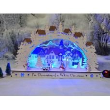 Christmas Arch Schwibbogen winter scene in white
